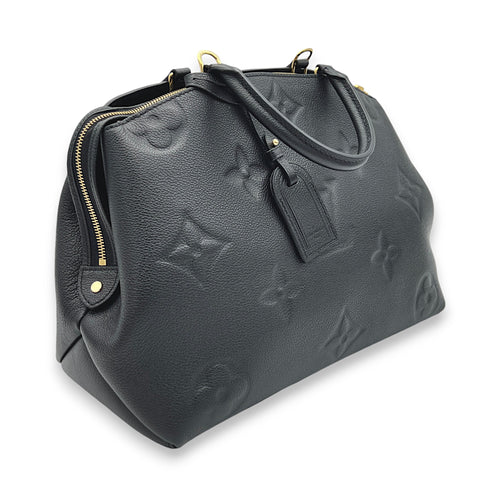 Grand Palais MM Black Top Handle Bag in Monogram Empreinte Leather, Gold hardware