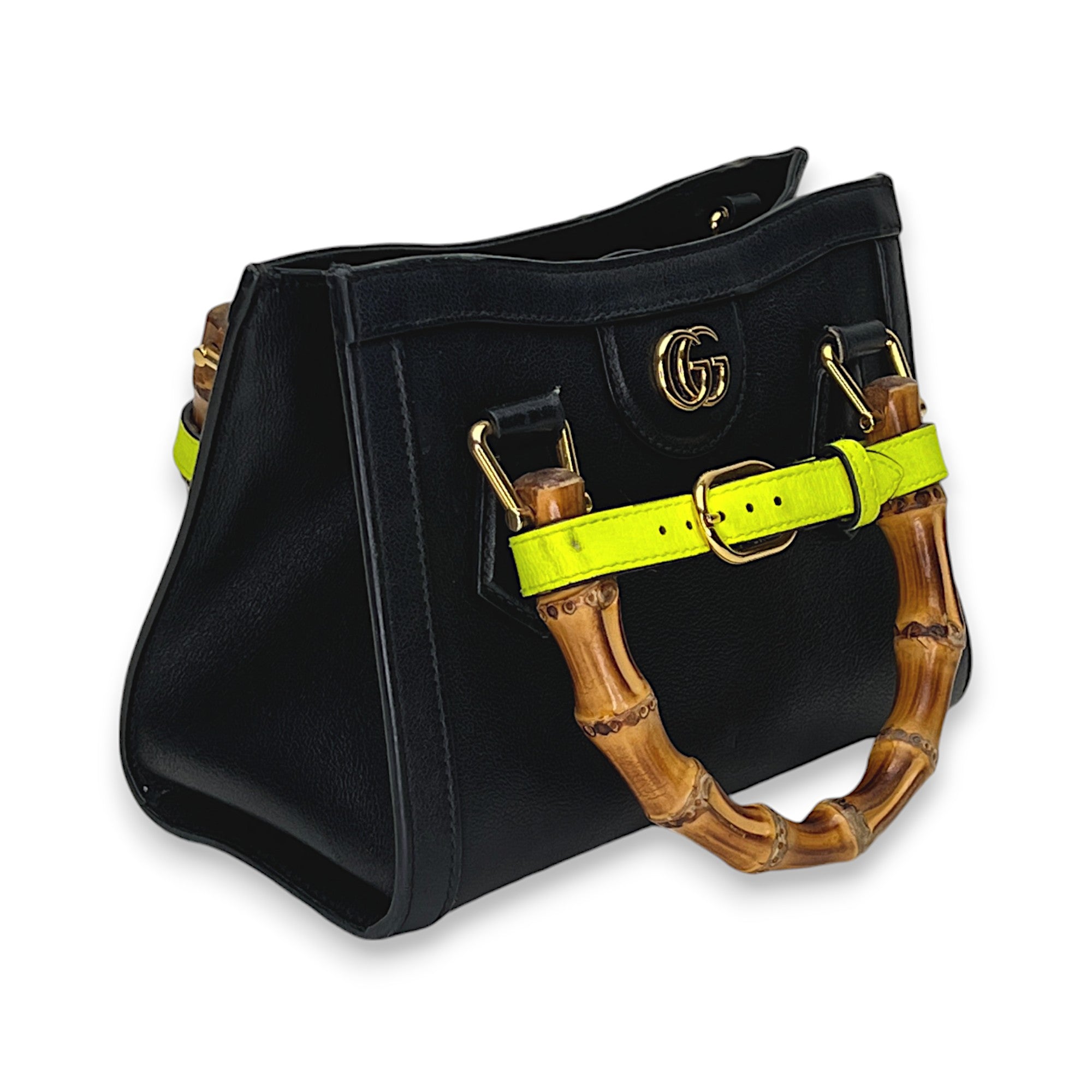 Bamboo Diana mini Black Crossbody Bag in Calfskin, Gold hardware