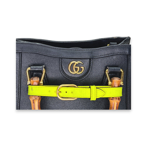 Bamboo Diana mini Black Crossbody Bag in Calfskin, Gold hardware