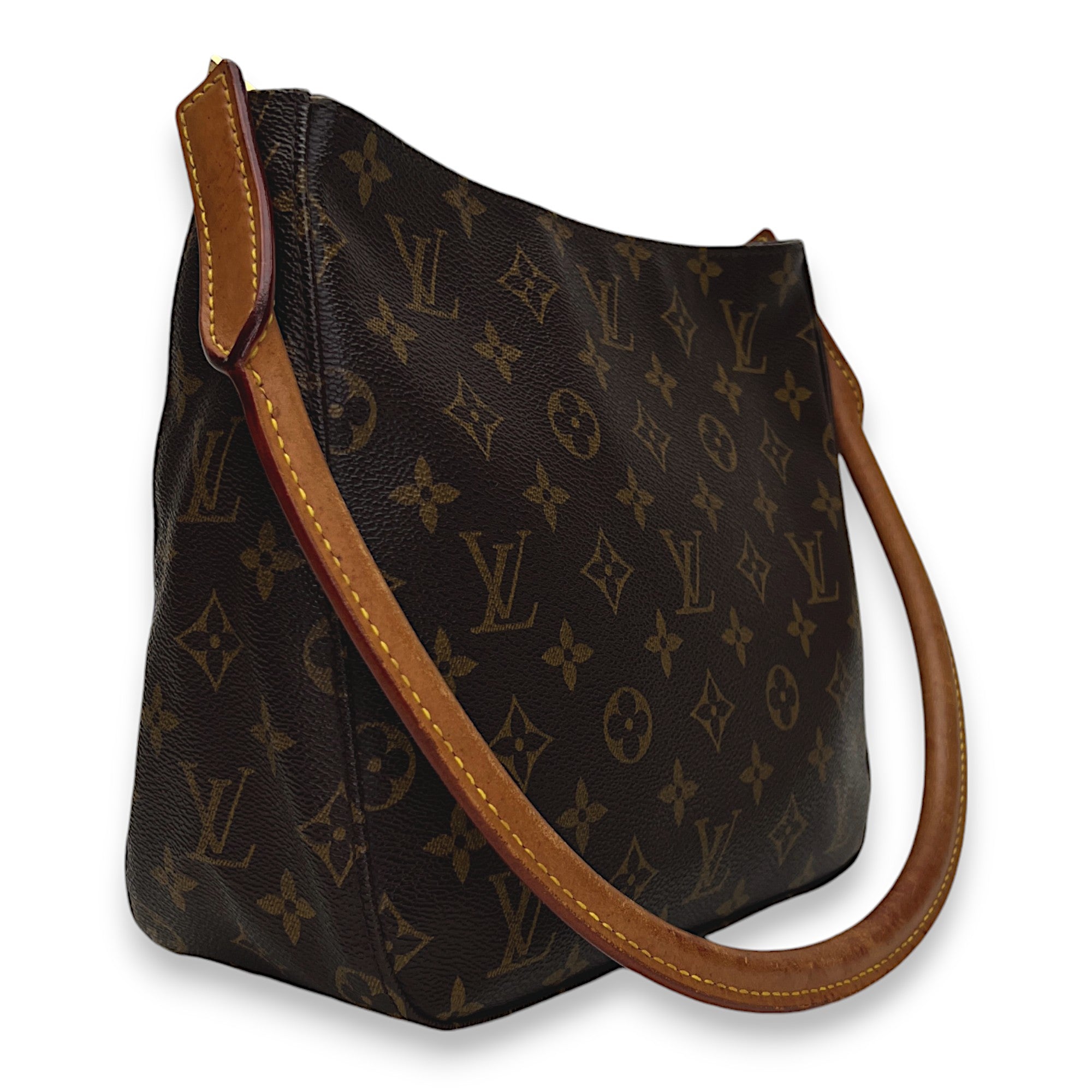 Louis Vuitton Monogram Looping MM Brown Shoulder Bag in Monogram Coated Canvas, Gold hardware