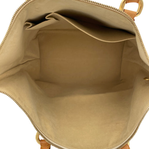 Saleya MM White Top Handle Bag in Coated Canvas, Gold hardware