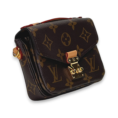 Metis Micro Coin purse in Monogram coated canvas, Gold Hardware