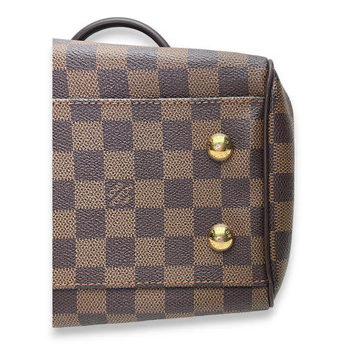 Trevi Damier Ebene PM Brown Top Handle Bag in Coated Canvas, Gold hardware