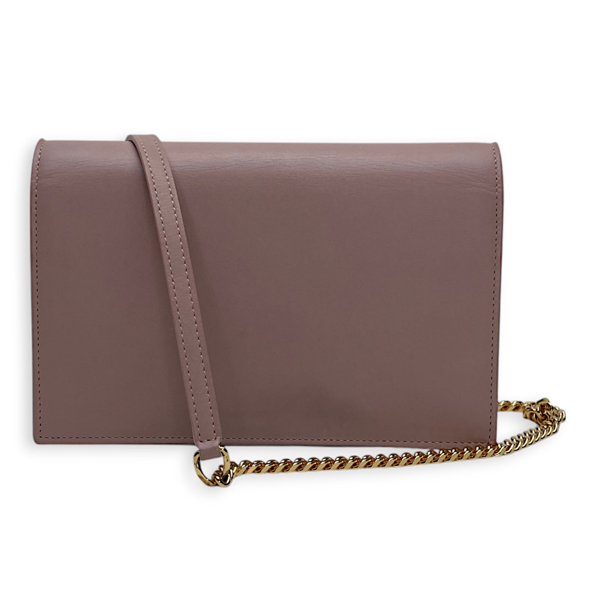 Kate Tassel Pink Wallet on Chain in Calfskin, Gold hardware