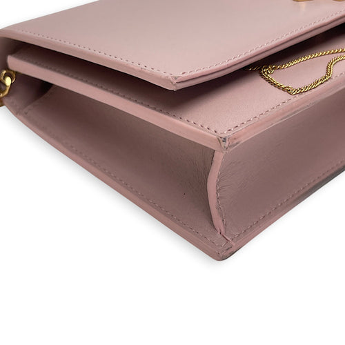 Kate Tassel Pink Wallet on Chain in Calfskin, Gold hardware