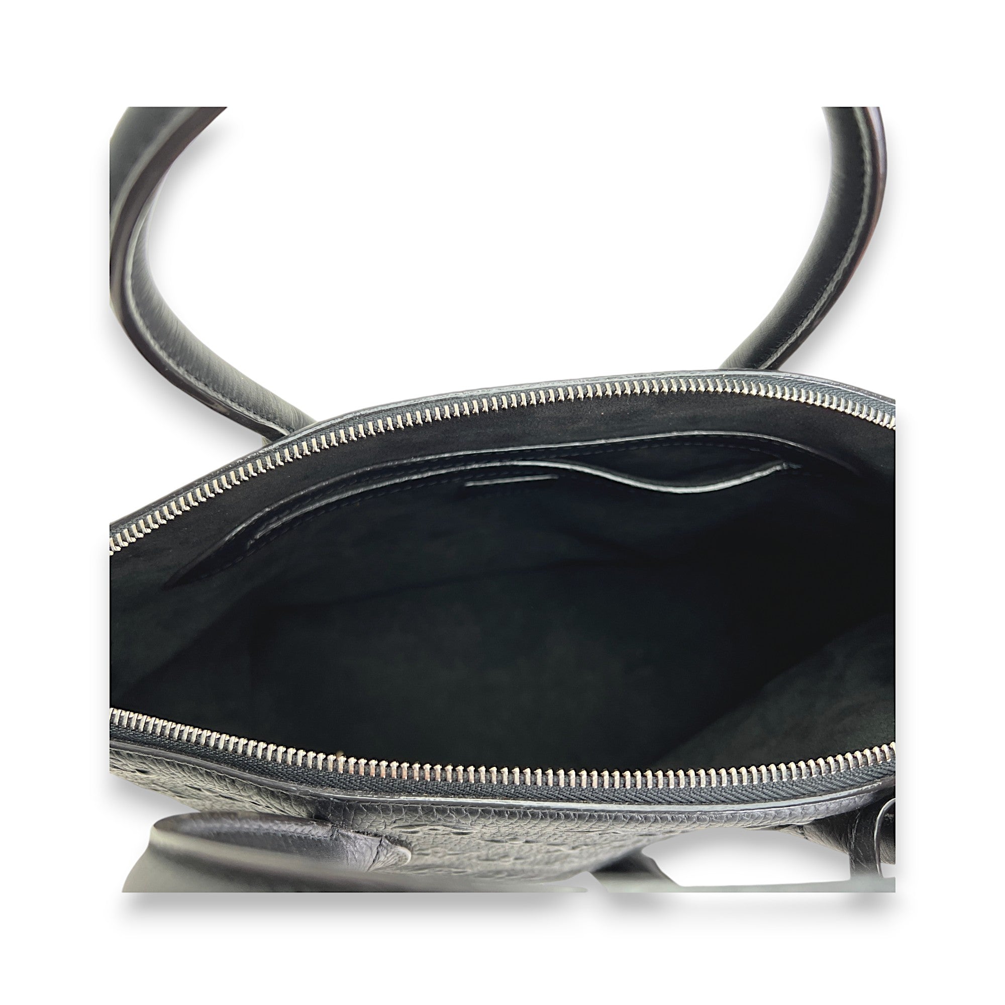 Rock It Revelation Black Top Handle Bag in Calfskin, Silver hardware