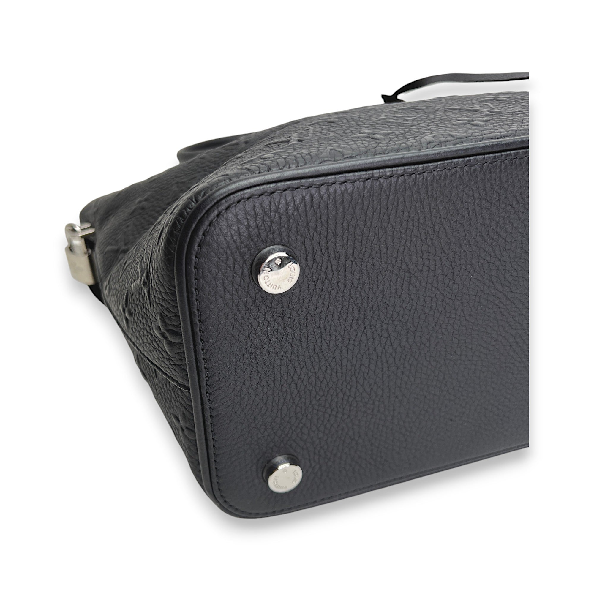 Rock It Revelation Black Top Handle Bag in Calfskin, Silver hardware