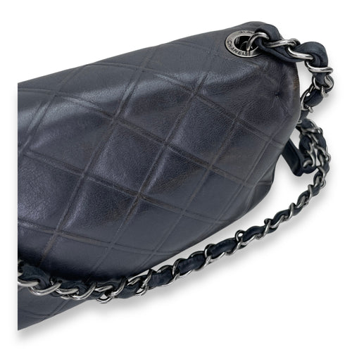 Quilted Flap Bag One Size Black Crossbody Bag in Lambskin, Ruthenium hardware