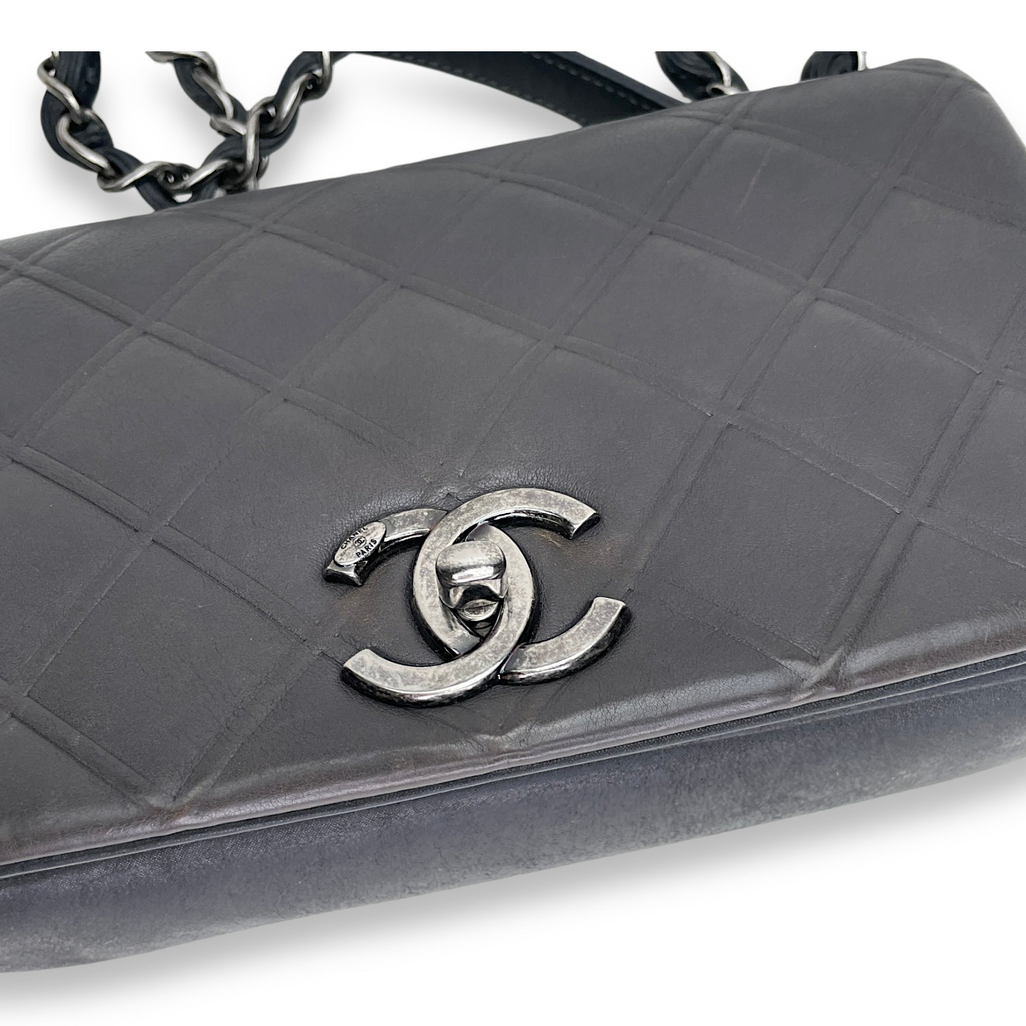 Quilted Flap Bag One Size Black Crossbody Bag in Lambskin, Ruthenium hardware