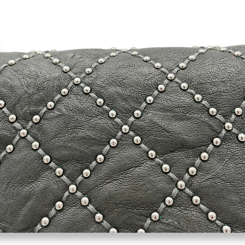 Studded Boy Small Grey Crossbody Bag in Calfskin, Ruthenium hardware