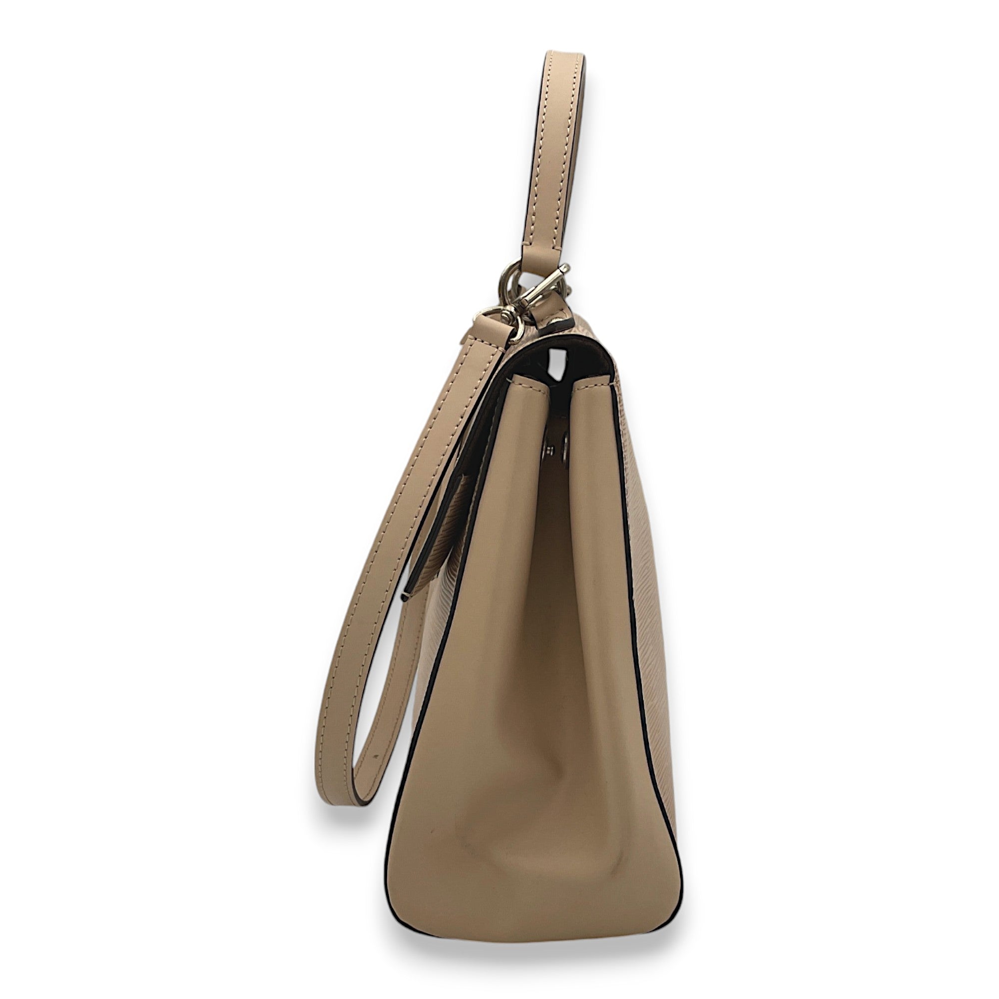 Cluny MM Beige Top Handle Bag in Epi Leather, Silver hardware