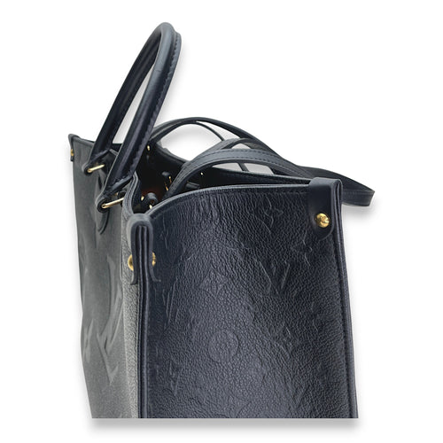 OnTheGo MM Black Tote Bag in Monogram Empreinte Leather, Gold hardware