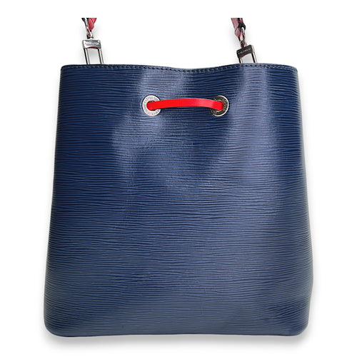 NeoNoe MM Navy Bucket Bag in Epi Leather, Silver hardware