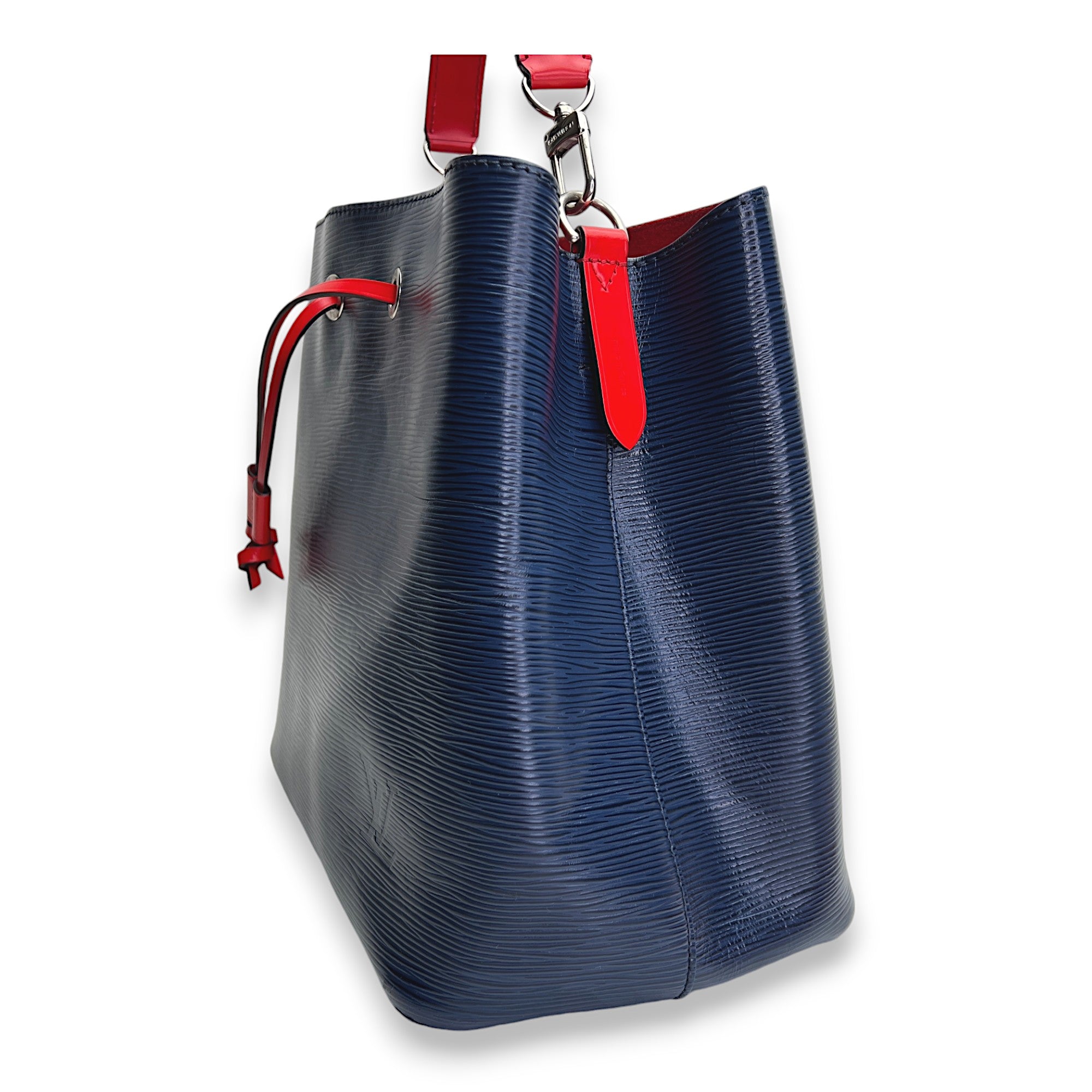 NeoNoe MM Navy Bucket Bag in Epi Leather, Silver hardware