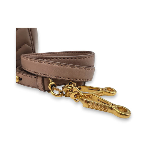 GG Marmont Beige Top Handle Bag in Calfskin, Gold hardware