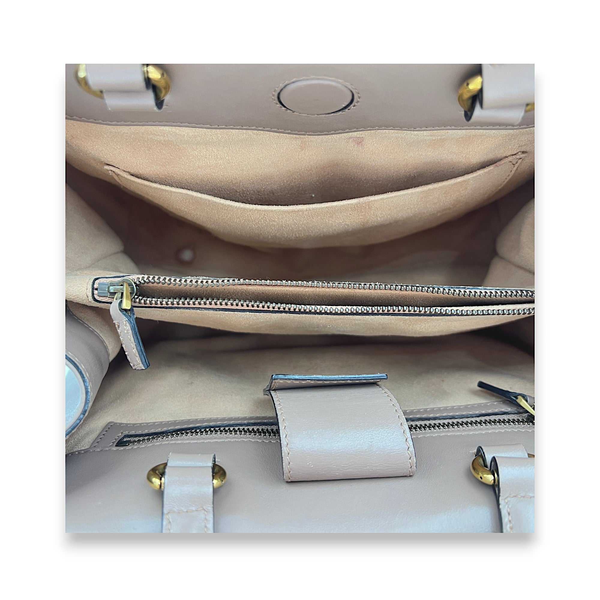 GG Marmont Beige Top Handle Bag in Calfskin, Gold hardware