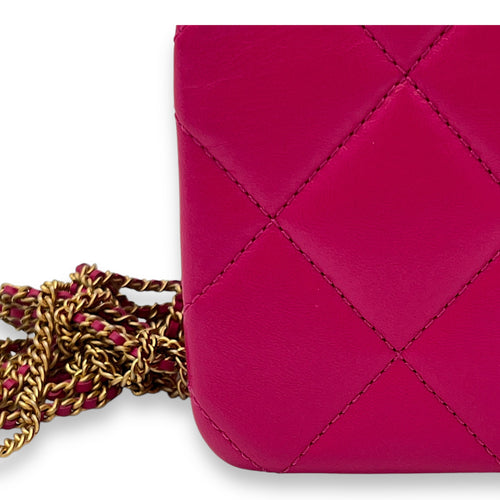 On and On Quilted Flap Pink Shoulder Bag in Lambskin, Gold hardware