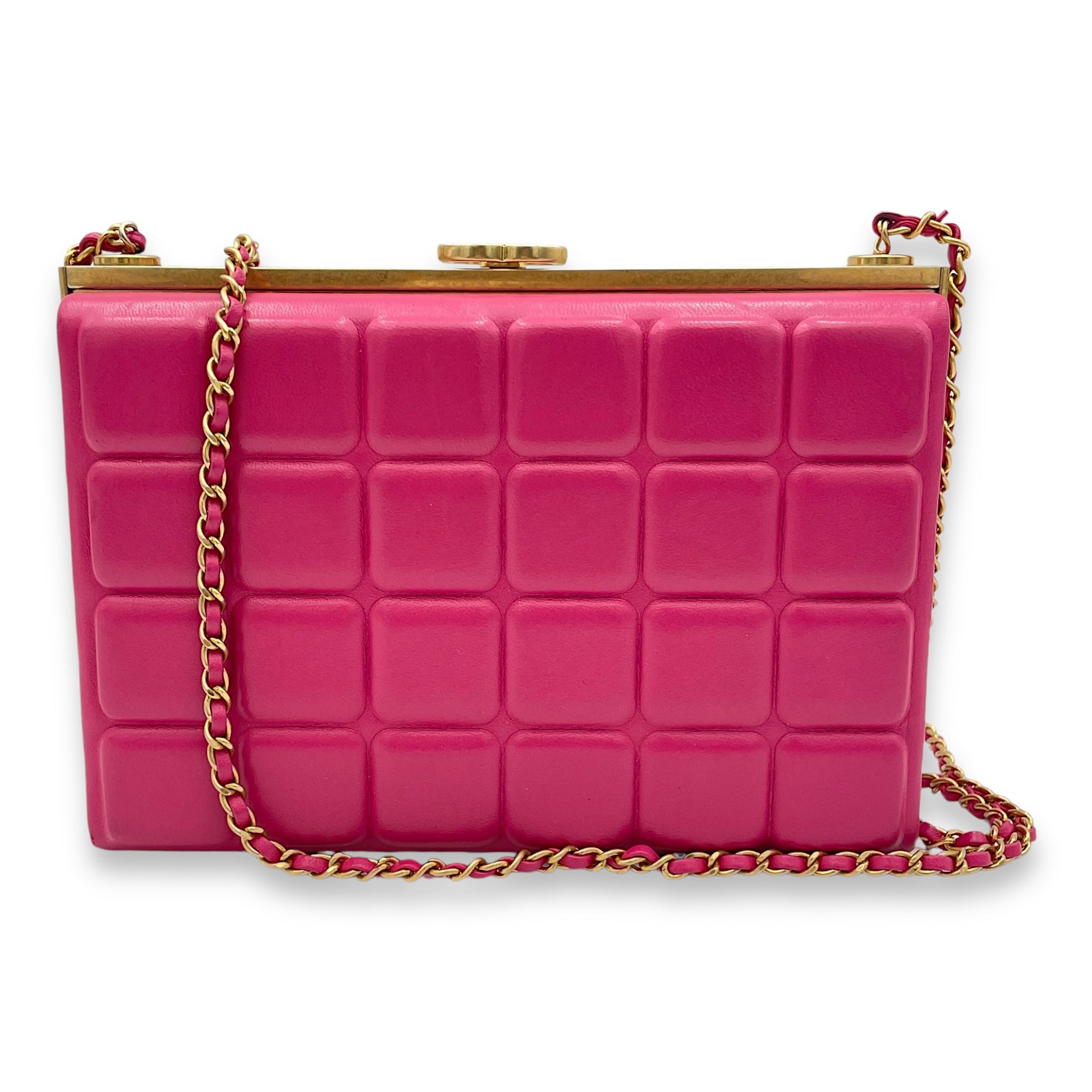 Choco Bar Pink Vanity Bag in Lambskin, Gold hardware