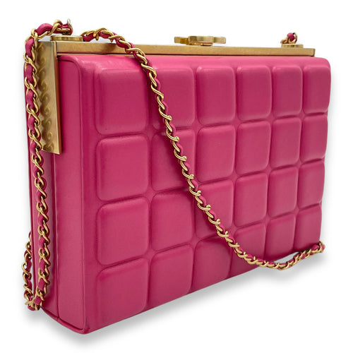 Choco Bar Pink Vanity Bag in Lambskin, Gold hardware