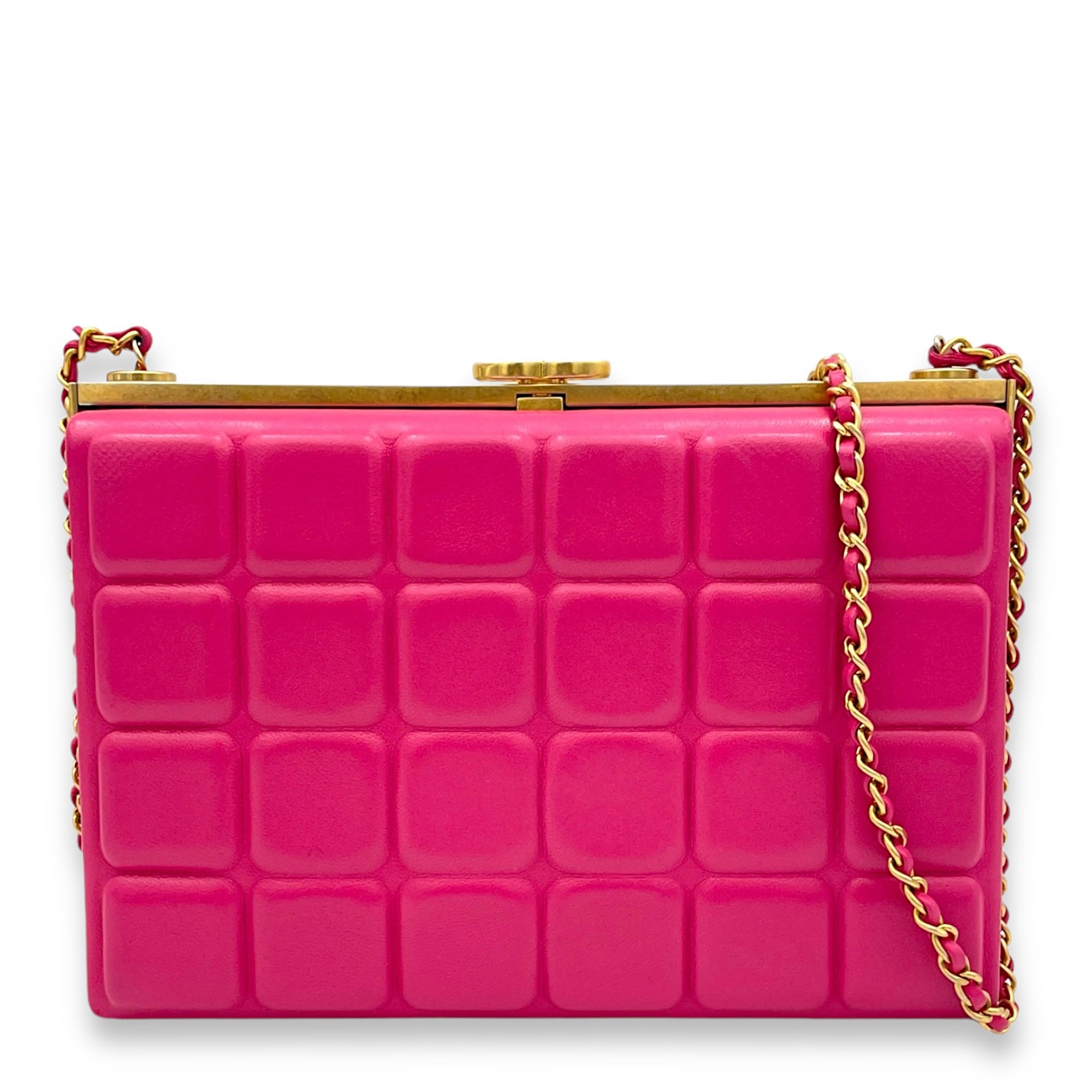 Choco Bar Pink Vanity Bag in Lambskin, Gold hardware