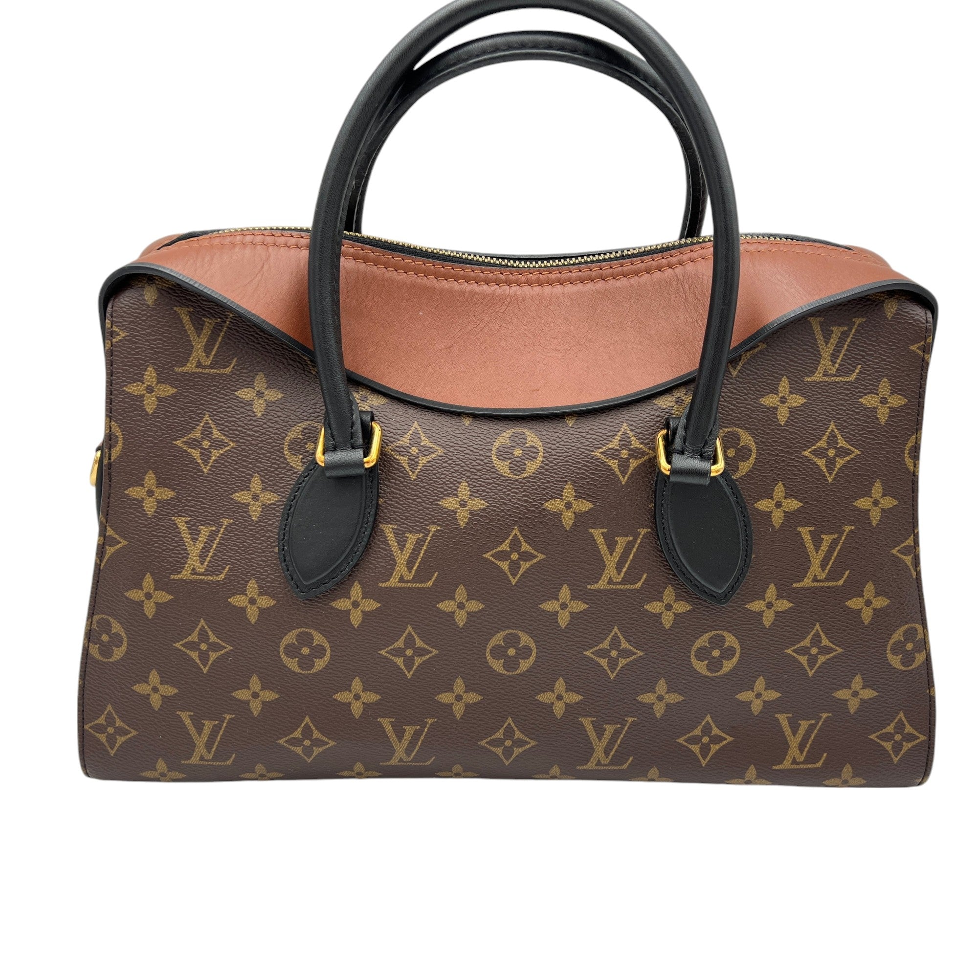 Tuileries Besace Brown Top Handle Bag in Monogram Coated Canvas, Gold hardware