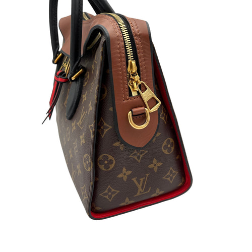 Tuileries Besace Brown Top Handle Bag in Monogram Coated Canvas, Gold hardware