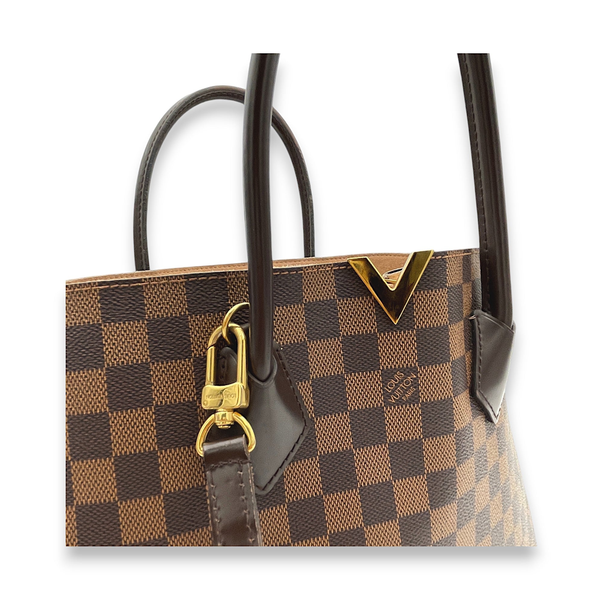 Kensington Brown Top Handle Bag in Coated Canvas, Gold hardware