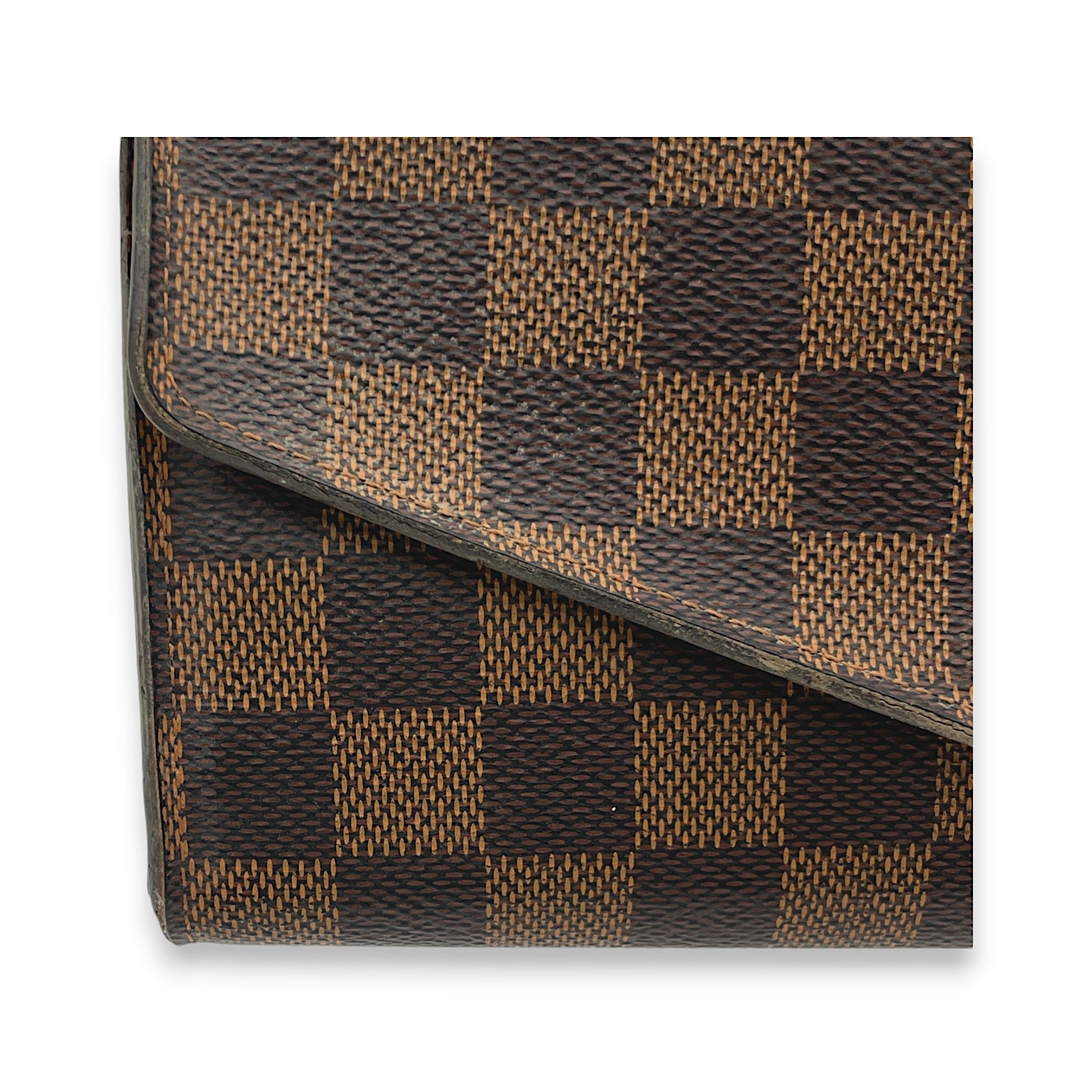 Sarah Long Brown Wallet in Coated Canvas, Gold hardware