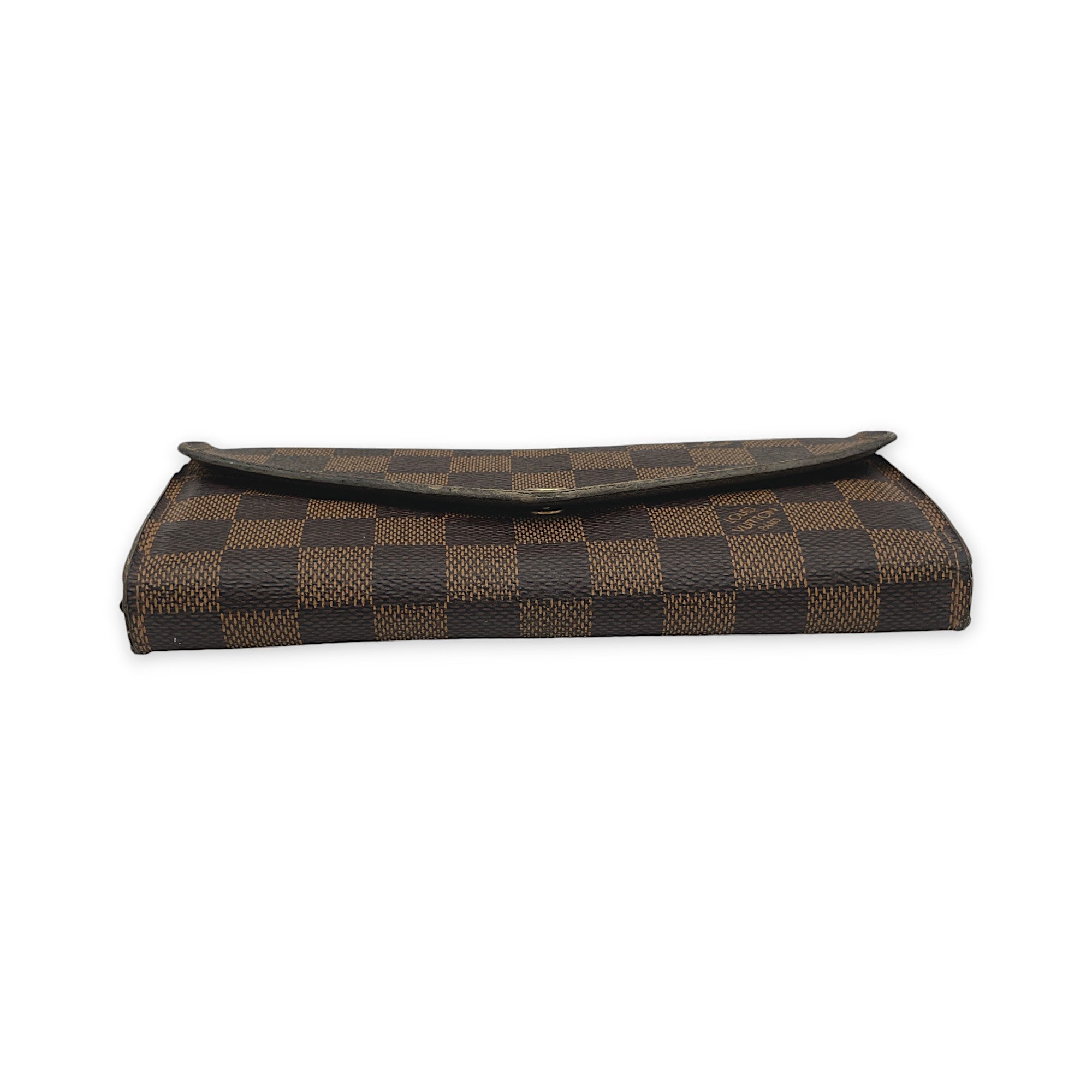 Sarah Long Brown Wallet in Coated Canvas, Gold hardware