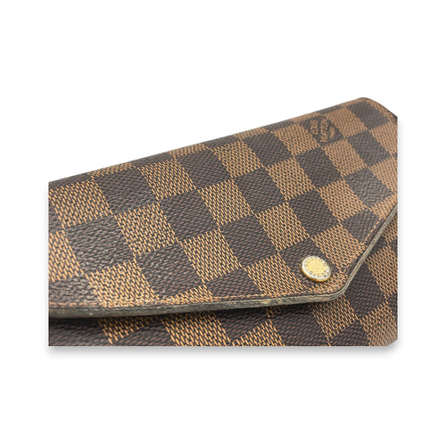 Sarah Long Brown Wallet in Coated Canvas, Gold hardware