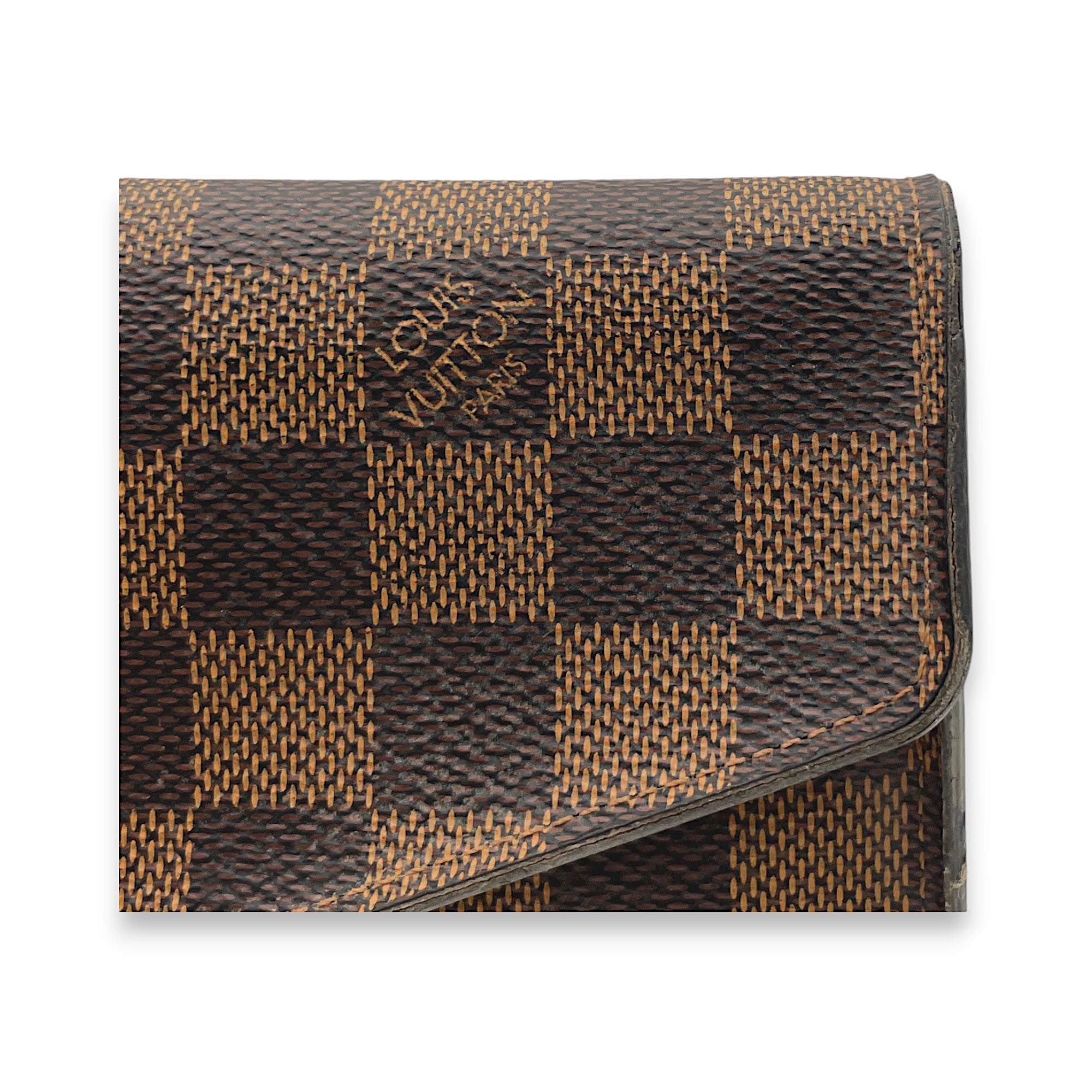 Sarah Long Brown Wallet in Coated Canvas, Gold hardware