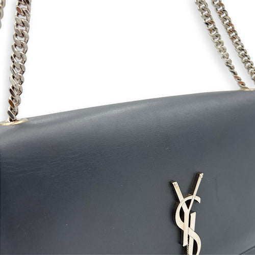 Kate Tassel Medium Navy Crossbody Bag in Calfskin, Silver hardware