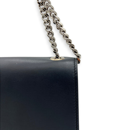 Kate Tassel Medium Navy Crossbody Bag in Calfskin, Silver hardware