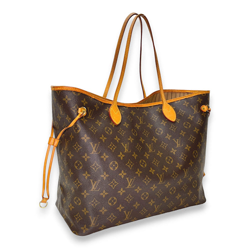 Neverfull GM Brown Tote Bag in Monogram Coated Canvas, Gold hardware