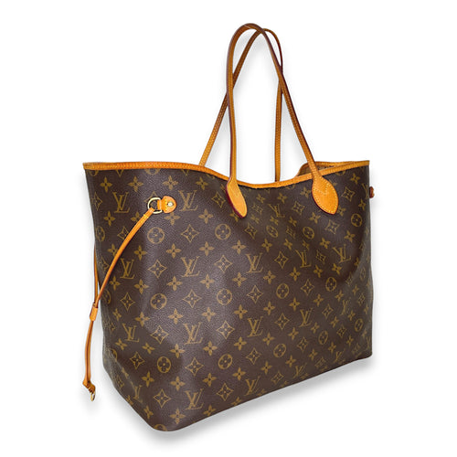 Neverfull GM Brown Tote Bag in Monogram Coated Canvas, Gold hardware