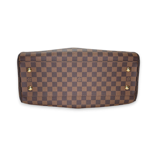 Trevi Damier Ebene GM Brown Top Handle Bag in Coated Canvas, Gold hardware