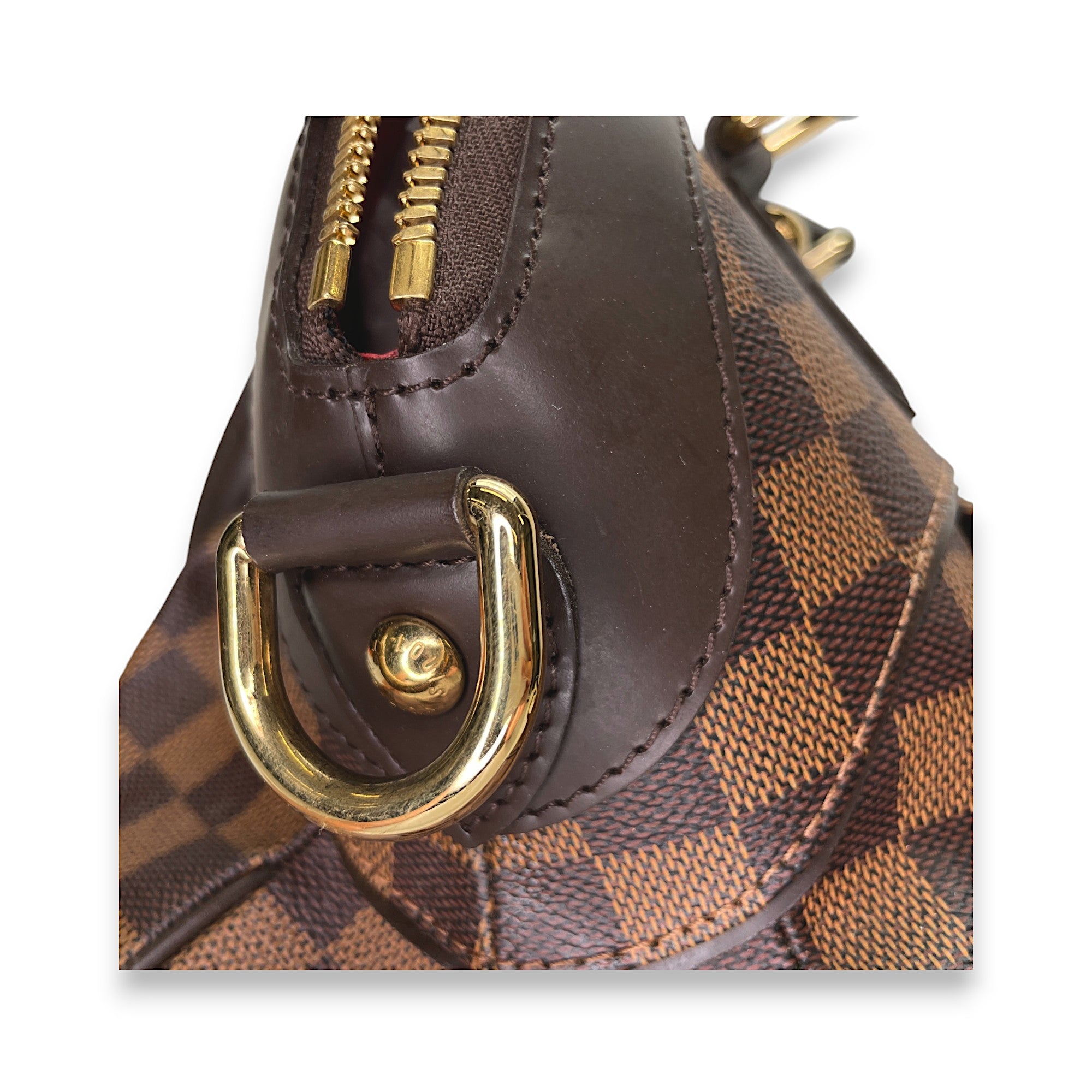 Trevi Damier Ebene GM Brown Top Handle Bag in Coated Canvas, Gold hardware