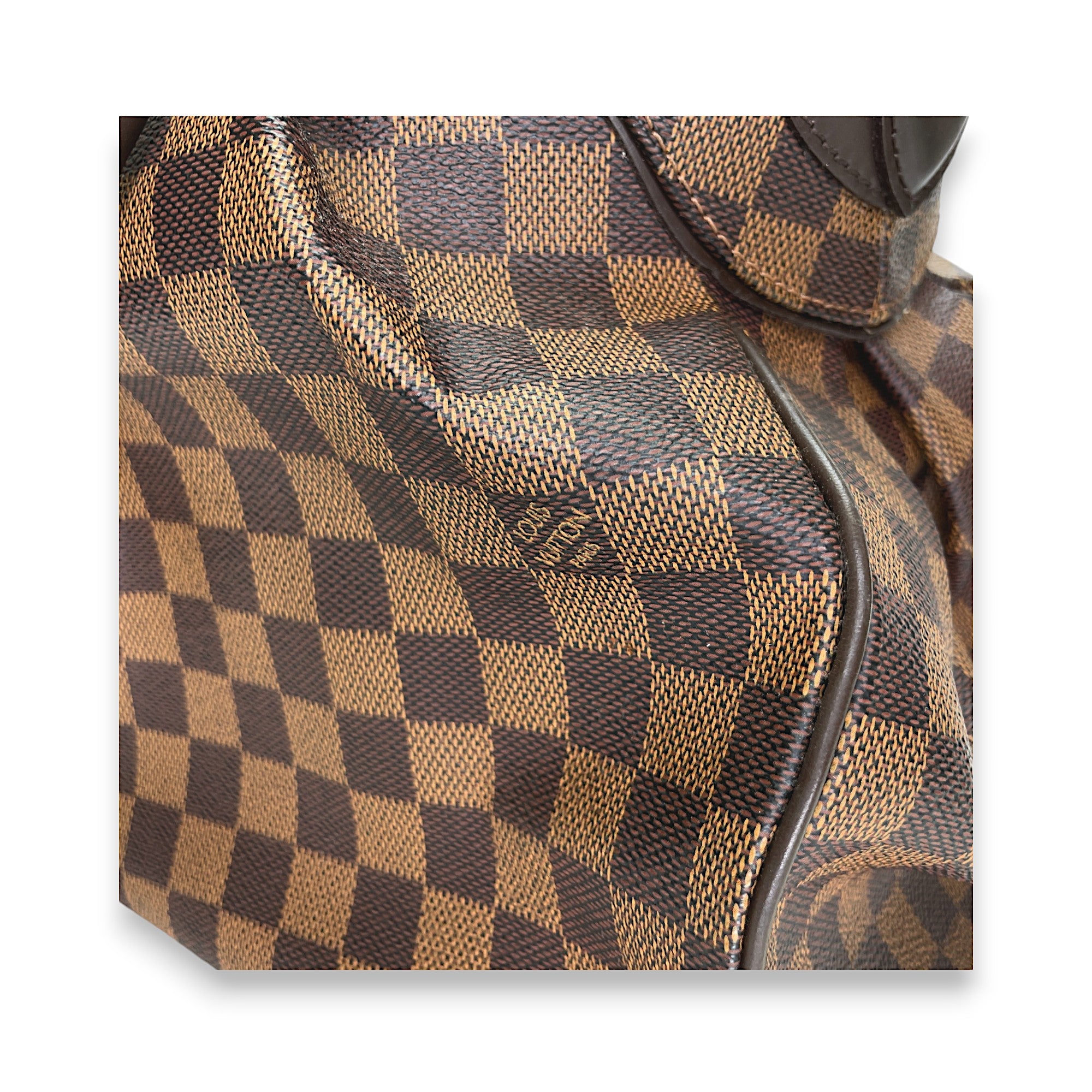 Trevi Damier Ebene GM Brown Top Handle Bag in Coated Canvas, Gold hardware