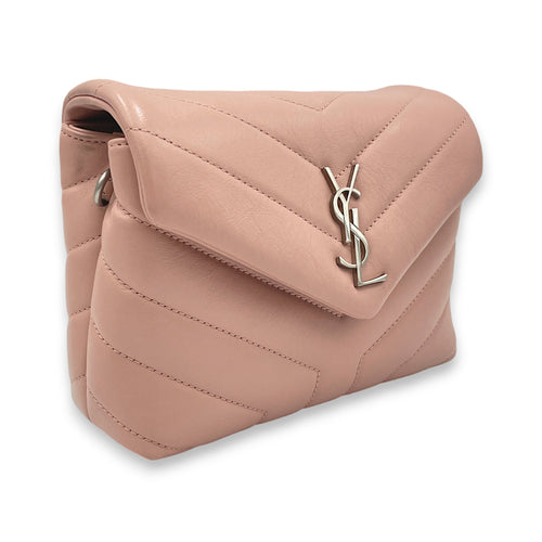 Loulou Toy Pink Crossbody Bag in Calfskin, Silver hardware