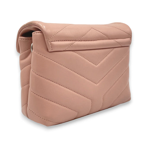 Loulou Toy Pink Crossbody Bag in Calfskin, Silver hardware