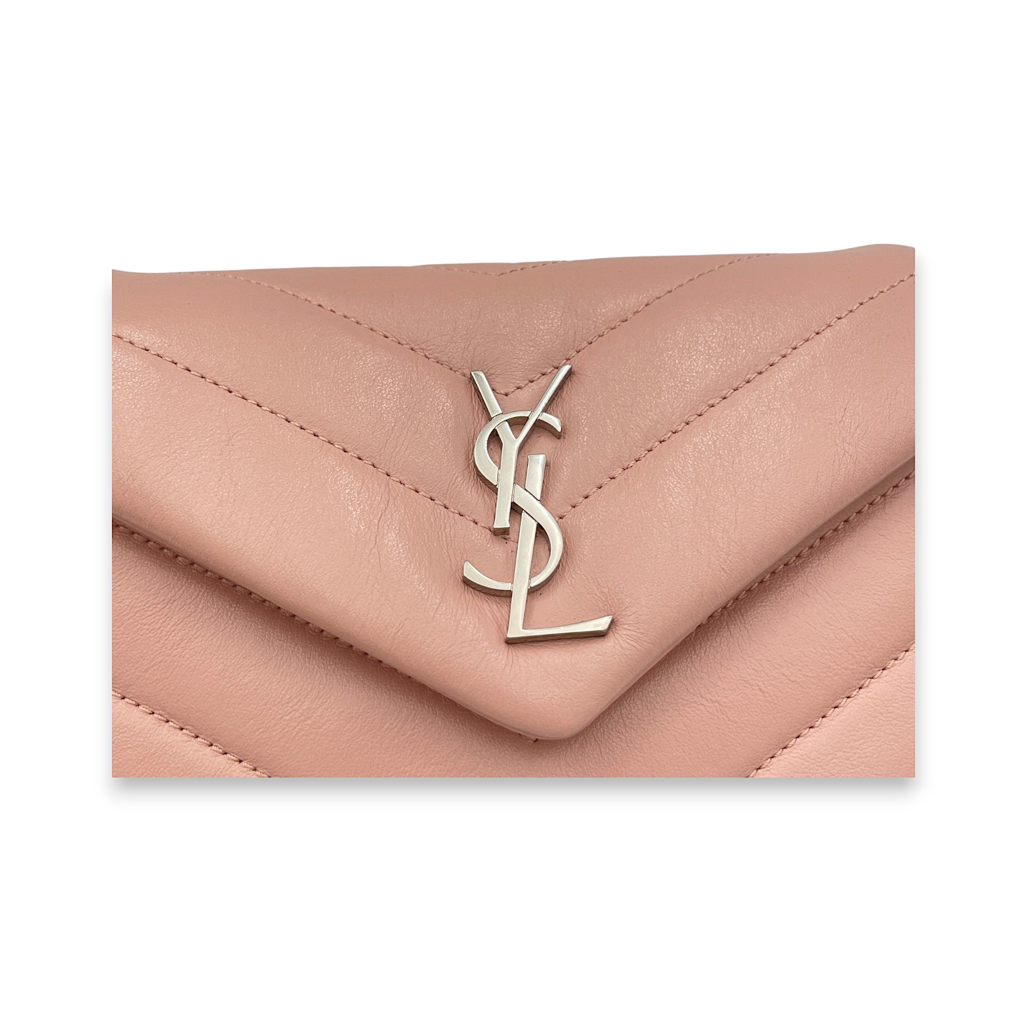 Loulou Toy Pink Crossbody Bag in Calfskin, Silver hardware