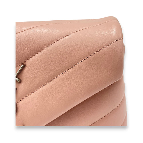 Loulou Toy Pink Crossbody Bag in Calfskin, Silver hardware