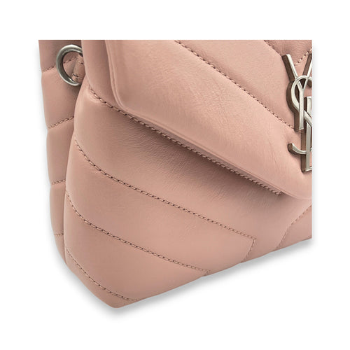 Loulou Toy Pink Crossbody Bag in Calfskin, Silver hardware