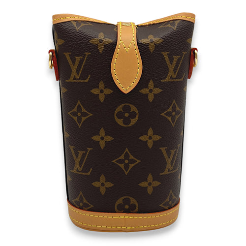 Fold Me Brown Crossbody Bag in Monogram Coated Canvas, Gold hardware