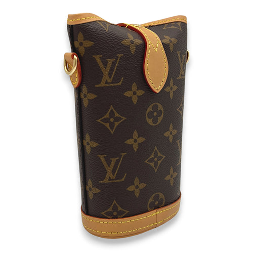 Fold Me Brown Crossbody Bag in Monogram Coated Canvas, Gold hardware