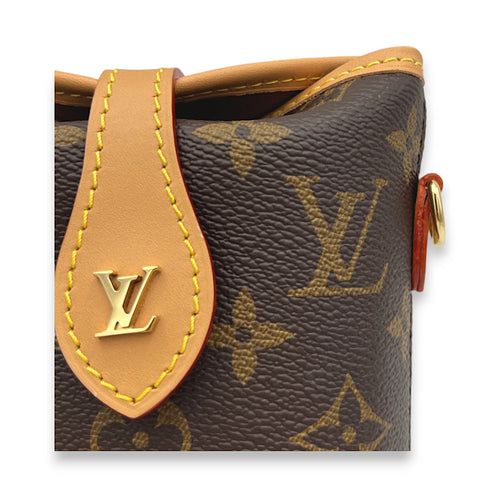 Fold Me Brown Crossbody Bag in Monogram Coated Canvas, Gold hardware