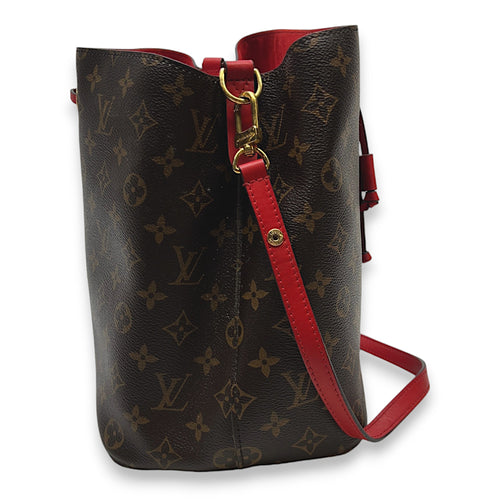 NeoNoe MM Brown Bucket Bag in Monogram Coated Canvas, Gold hardware