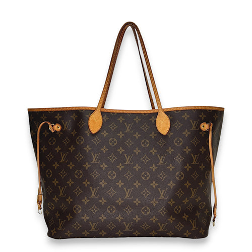 Neverfull GM Brown Tote Bag in Monogram Coated Canvas, Gold hardware