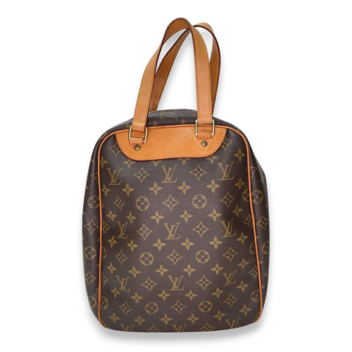 Excursion Brown Top Handle Bag in Monogram Coated Canvas, Gold hardware