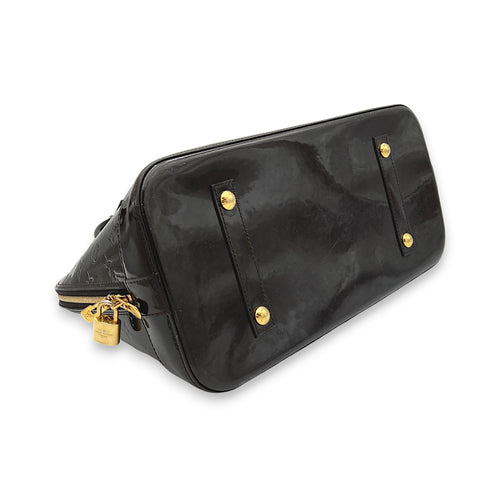 Alma GM Brown Top Handle Bag in Patent Leather, Gold hardware